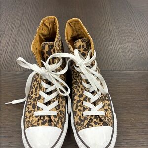 Converse Leopard Print High-Top Sneakers with White Laces